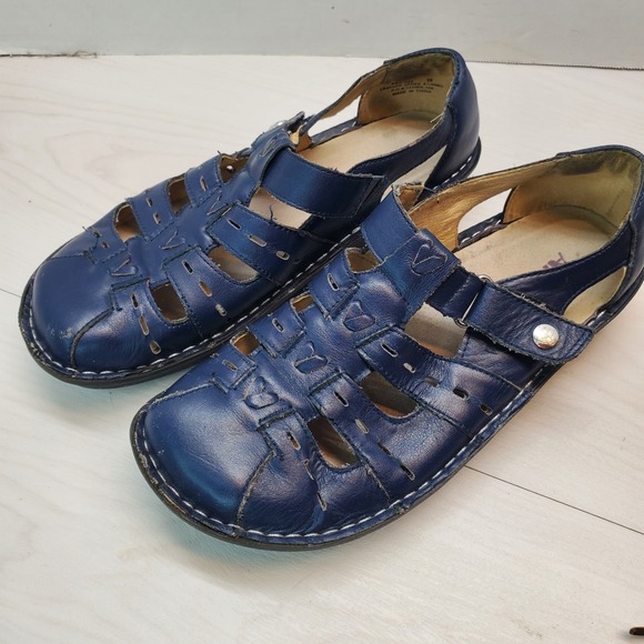 Alegria Shoes - Alegria Pesca Navy Blue Leather Fisherman Sandals Heart Cutout Women 39 Coastal